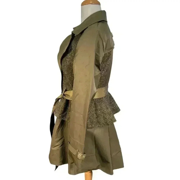 Steve Madden Tweed Panel Peplum Trench Coat Size Medium NWOT - Picture 6 of 16